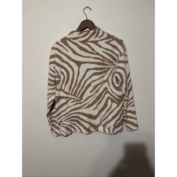 Rachel Zoe Women's Size Small Cream Tan Zebra Print Pullover Sweater - Picture 1 of 5